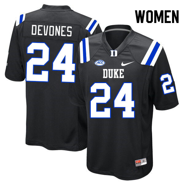 Women #24 Tre'Shon Devones Duke Blue Devils College Football Jerseys Stitched-Black